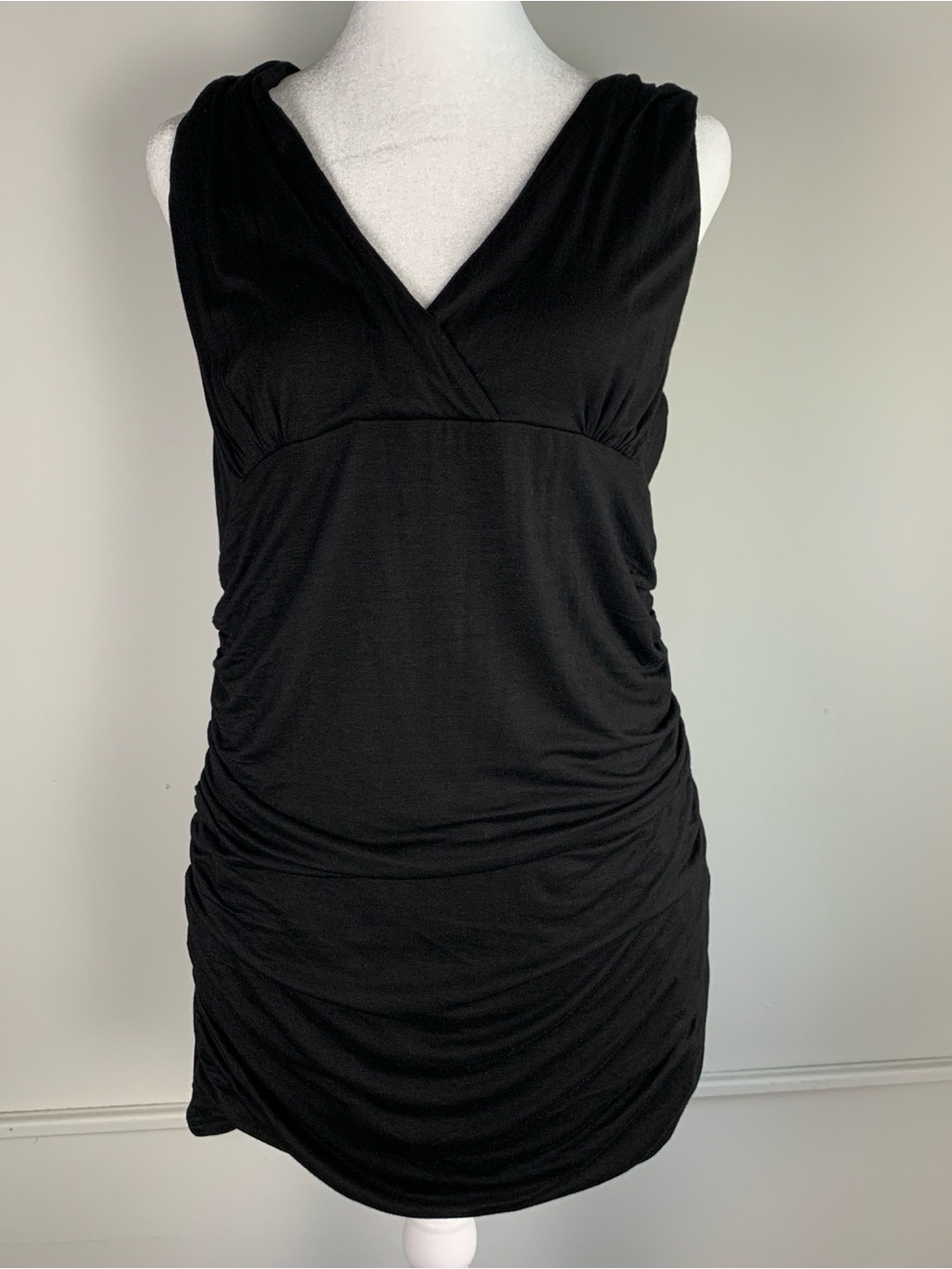 NWT Amelie Boutik Black Halter Side Ruched tunic top shirt women’s XL